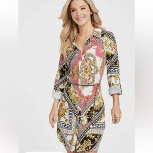 Guess Pink and Gold Baroque Shirt